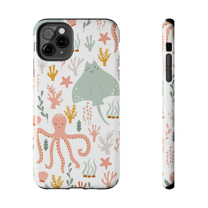 Marine seamless pattern with octopus and stingray Tough Phone Cases iPhone 11 Pro Max