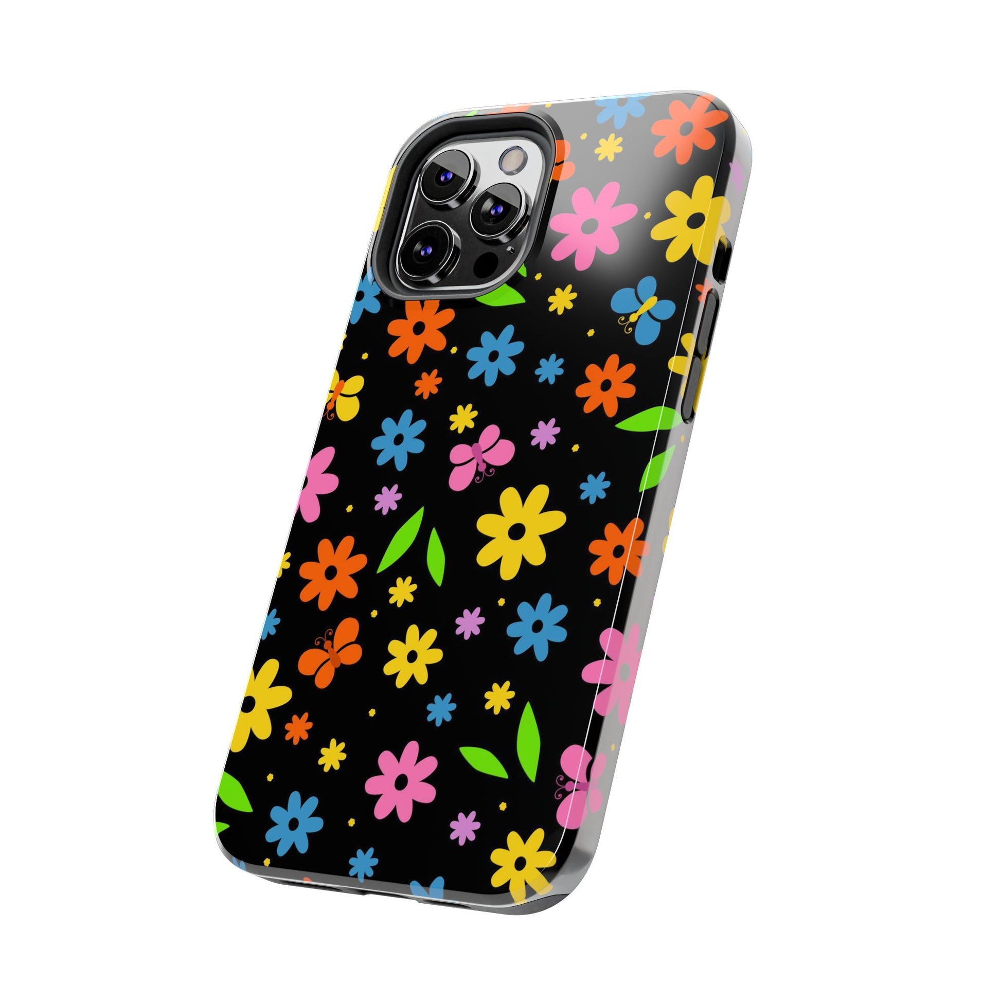 Cute pattern with simple flowers and butterflies. Tough Phone Cases