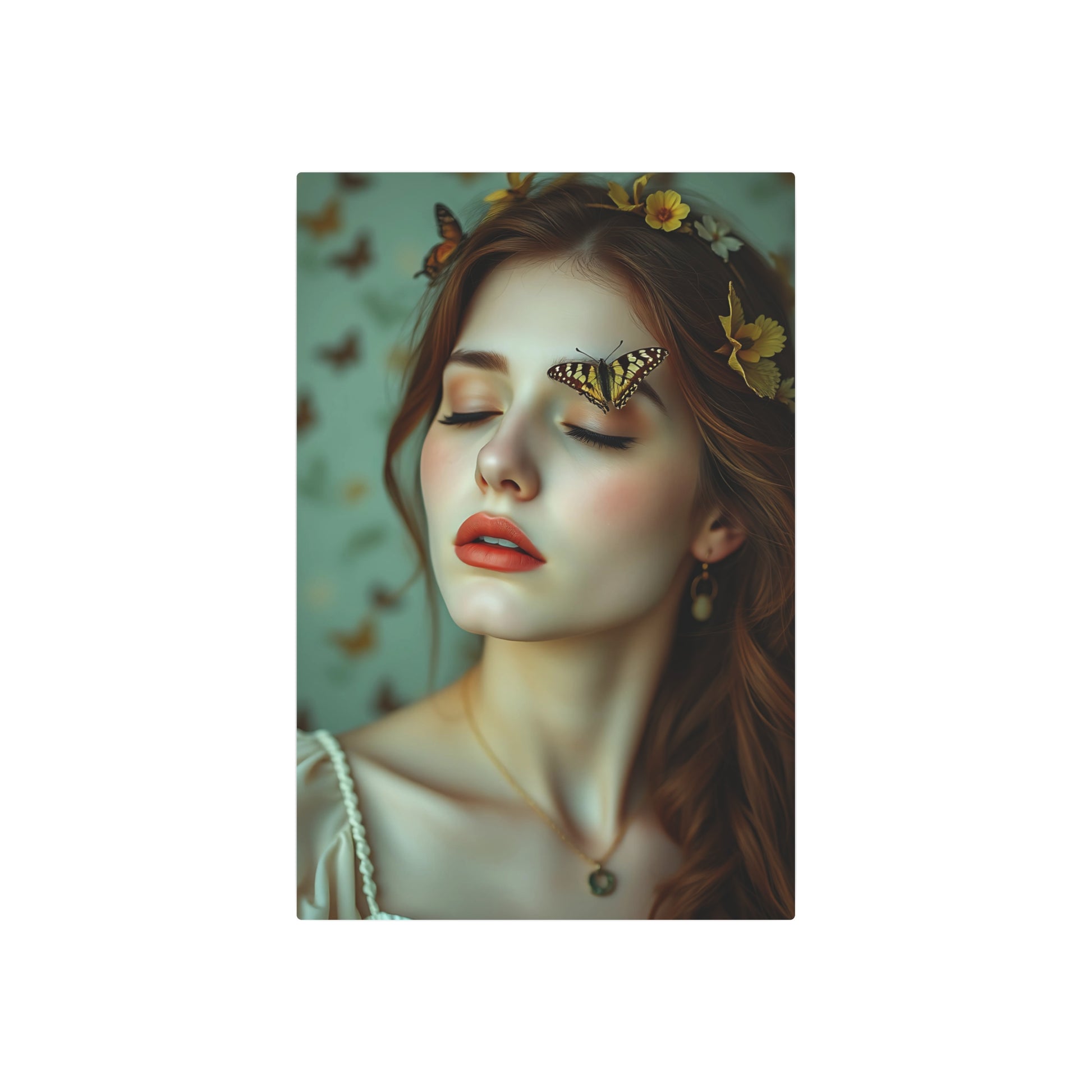 Enchanting Metal Wall Art: Butterfly Goddess Portrait for Dreamy Decor