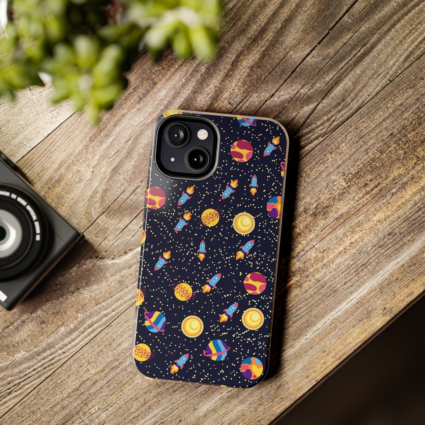 Seamless space pattern. Planets, rockets Tough Phone Cases