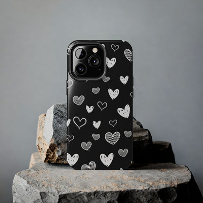 Heart doodles seamless pattern Tough Phone Cases