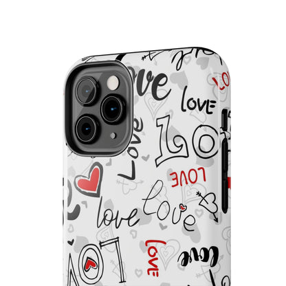 hearts with the words love Tough Phone Cases