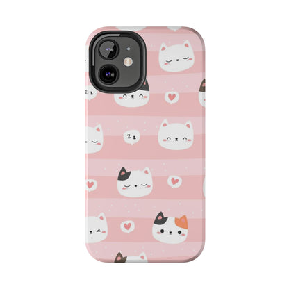 Seamless pattern with cute cats head cartoon Tough Phone Cases