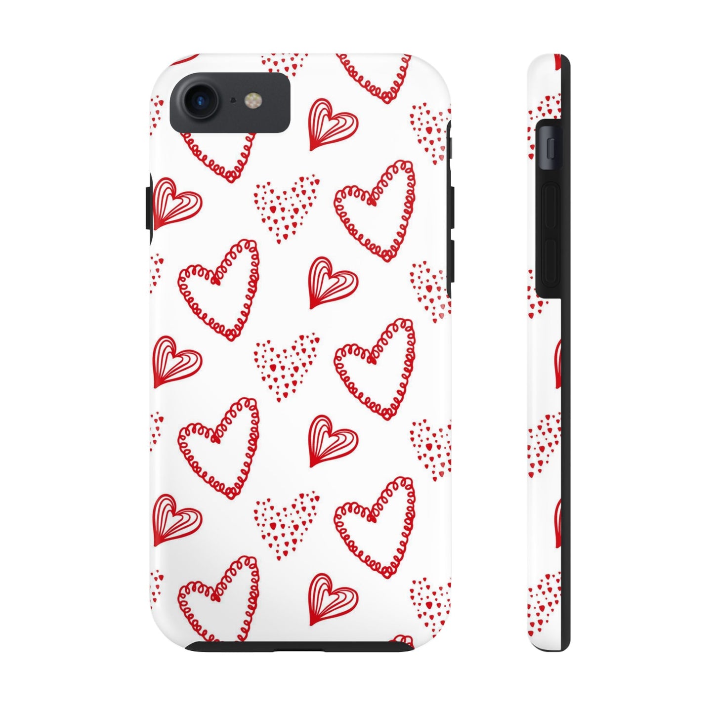 Cute hand drawn Valentine's hearts seamless pattern. Tough Phone Cases iPhone 7, iPhone 8, iPhone SE