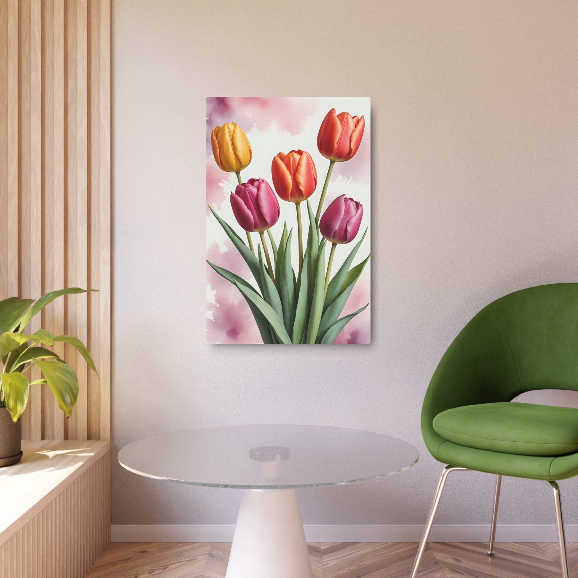 Vibrant Symphony of Tulips Metal Art Sign