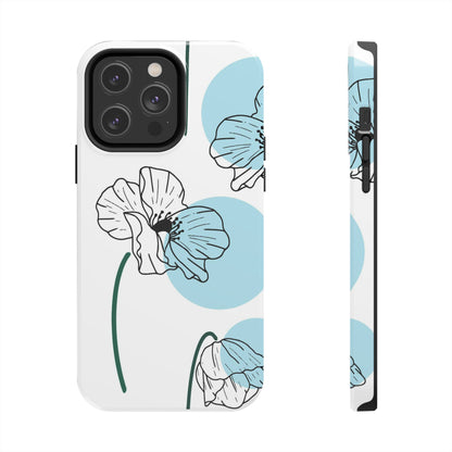 Hand drawn Blue Flower abstract Tough Phone Cases iPhone 14 Pro Max