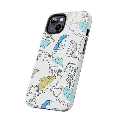 Fine Line animal pattern Tough Phone Cases