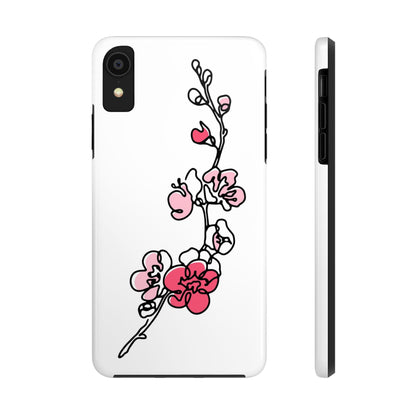 Cherry blossom single line art with abstract pink Tough Phone Cases iPhone XR