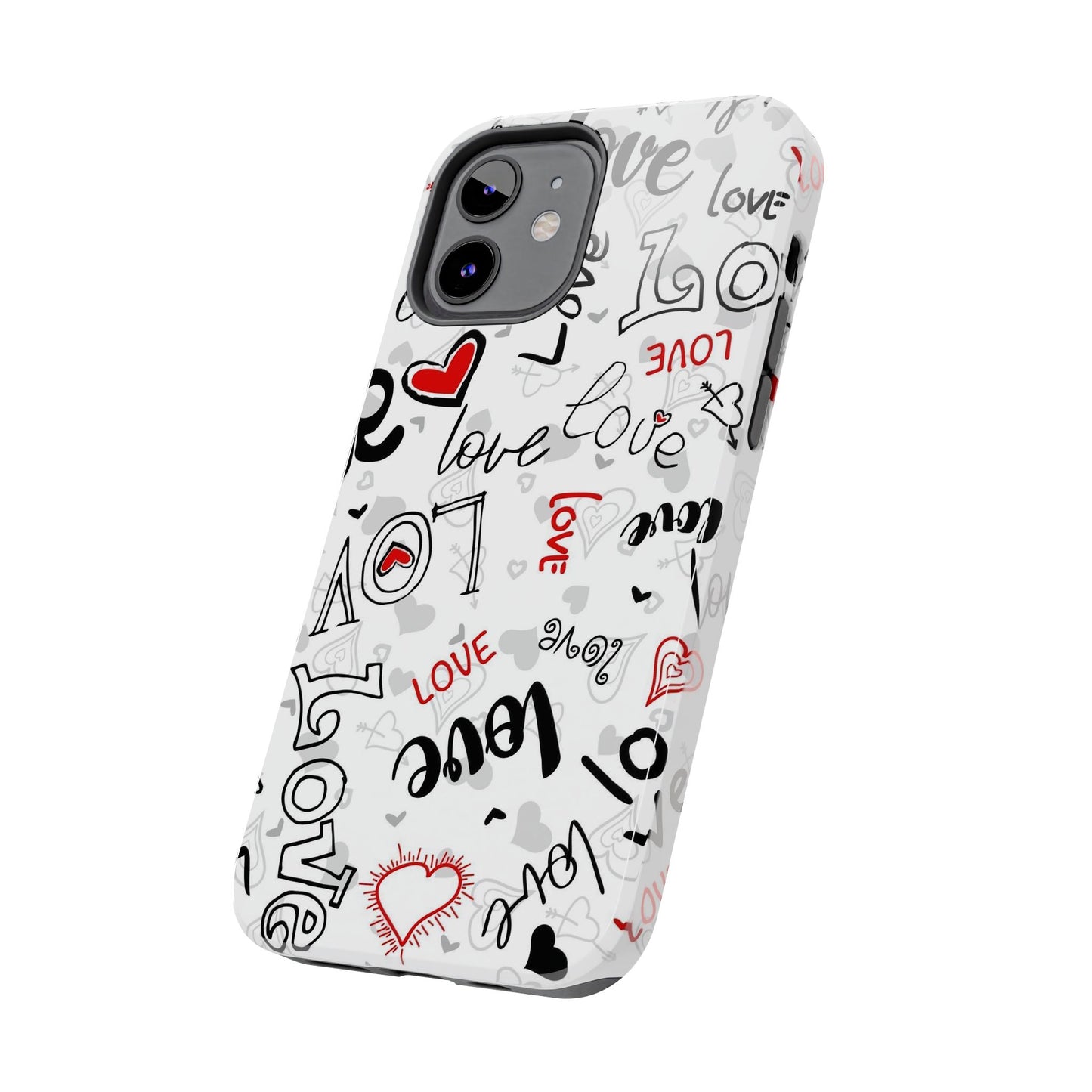 hearts with the words love Tough Phone Cases