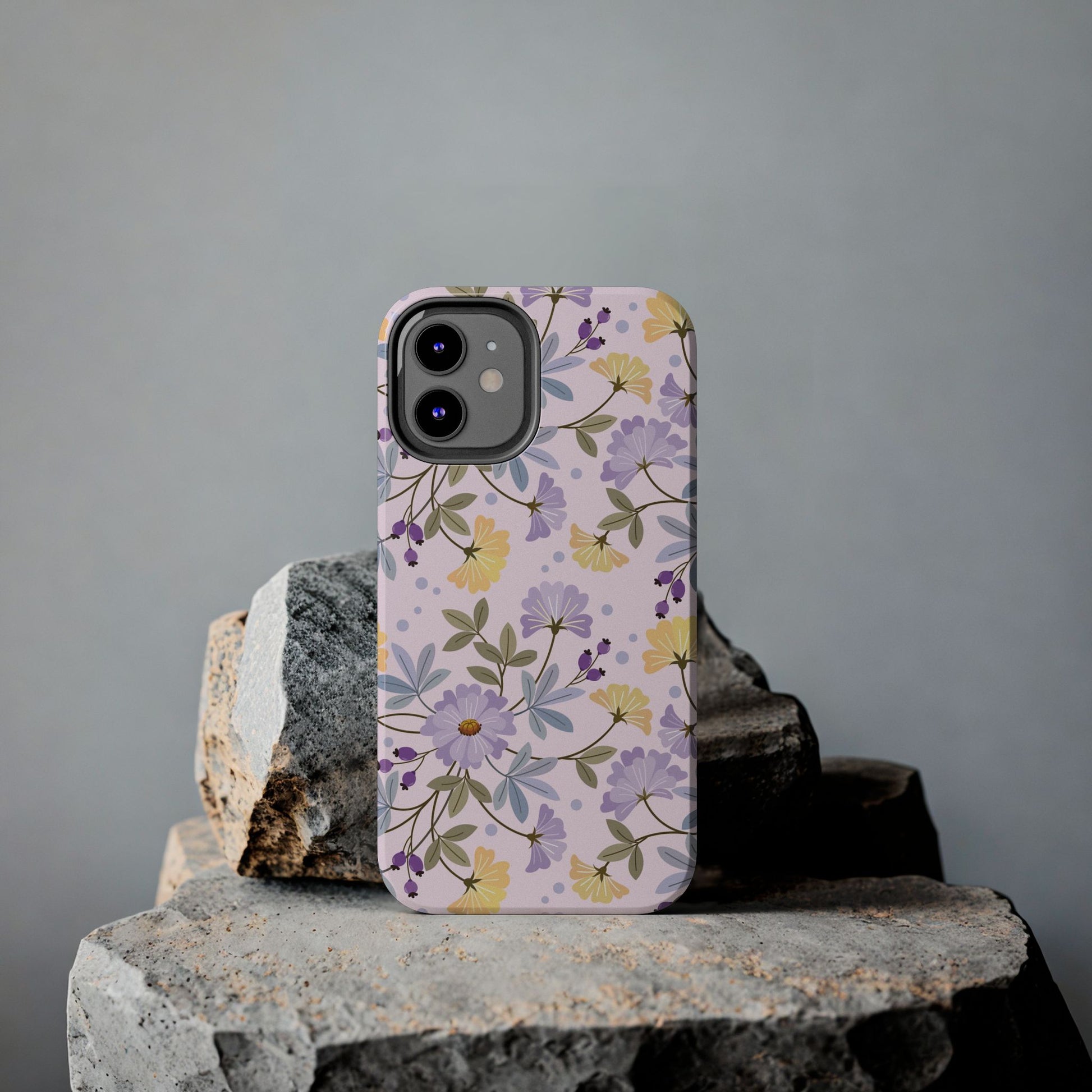 Blooming yellow and purple flowers Tough Phone Cases