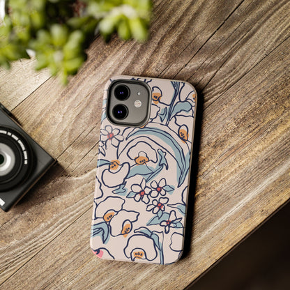 hand-drawn flower sketch Tough Phone Cases