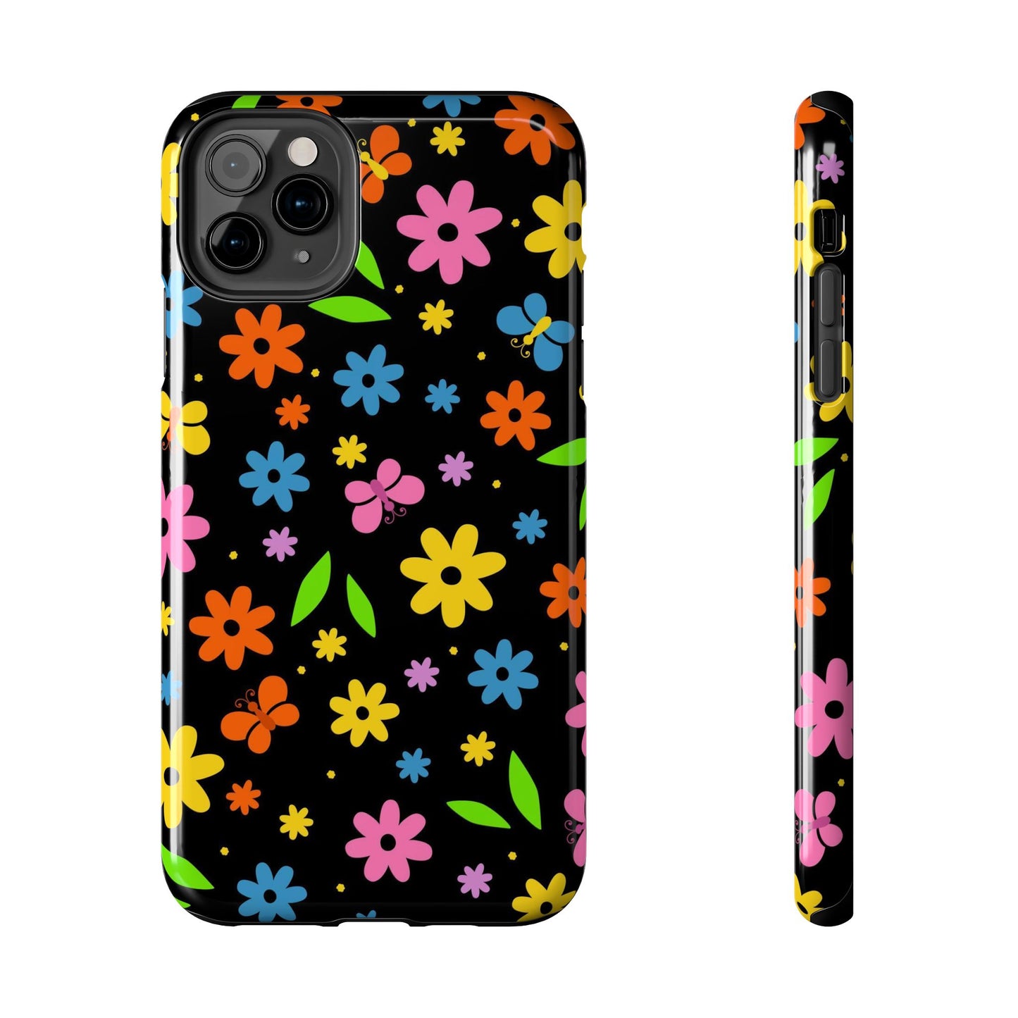 Cute pattern with simple flowers and butterflies. Tough Phone Cases iPhone 11 Pro Max