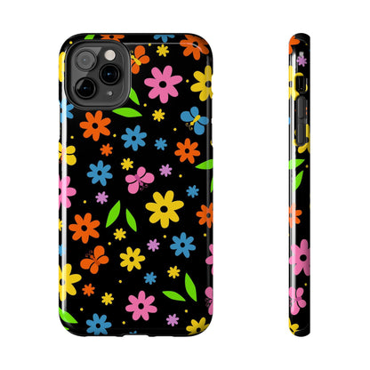 Cute pattern with simple flowers and butterflies. Tough Phone Cases iPhone 11 Pro Max