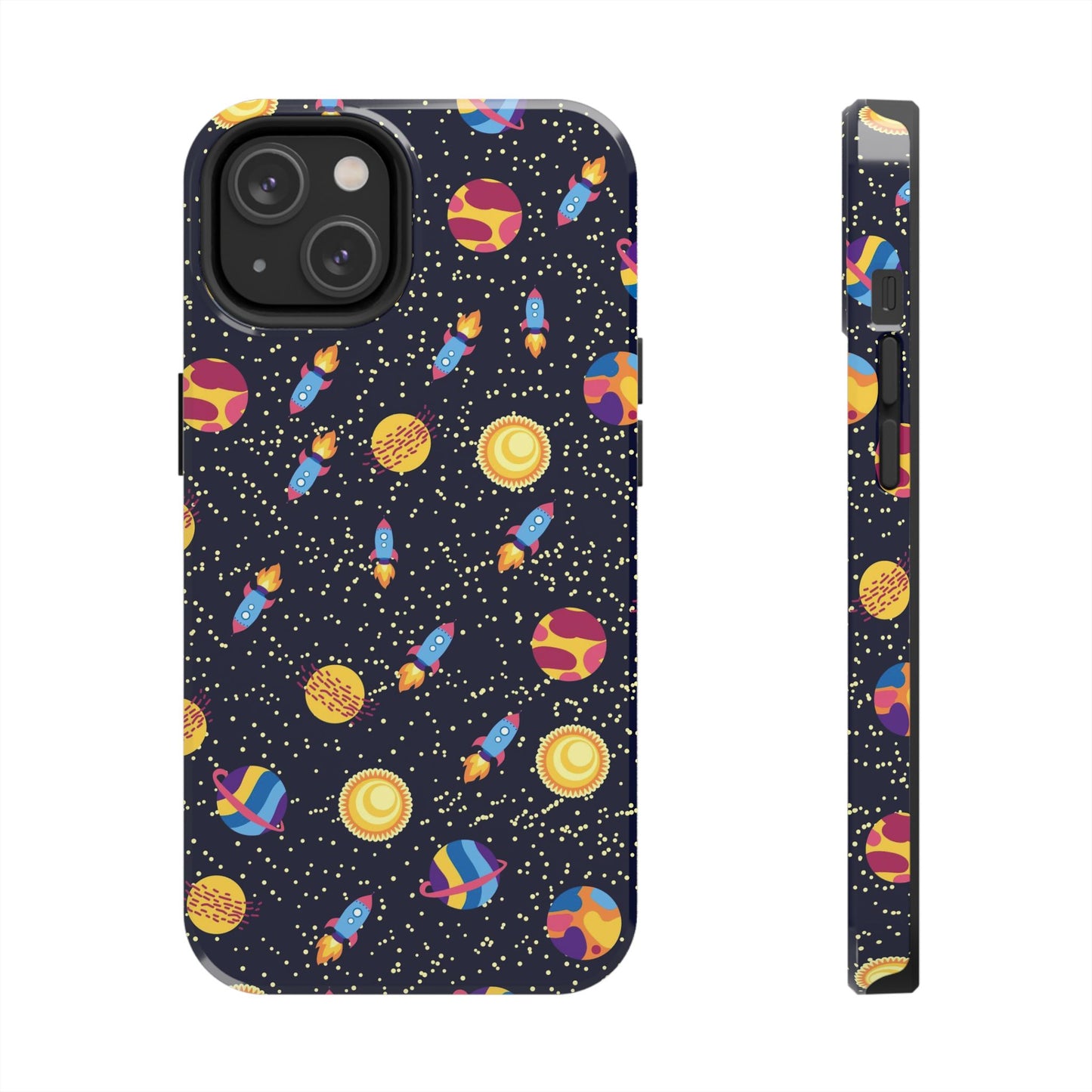 Seamless space pattern. Planets, rockets Tough Phone Cases iPhone 14