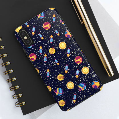 Seamless space pattern. Planets, rockets Tough Phone Cases