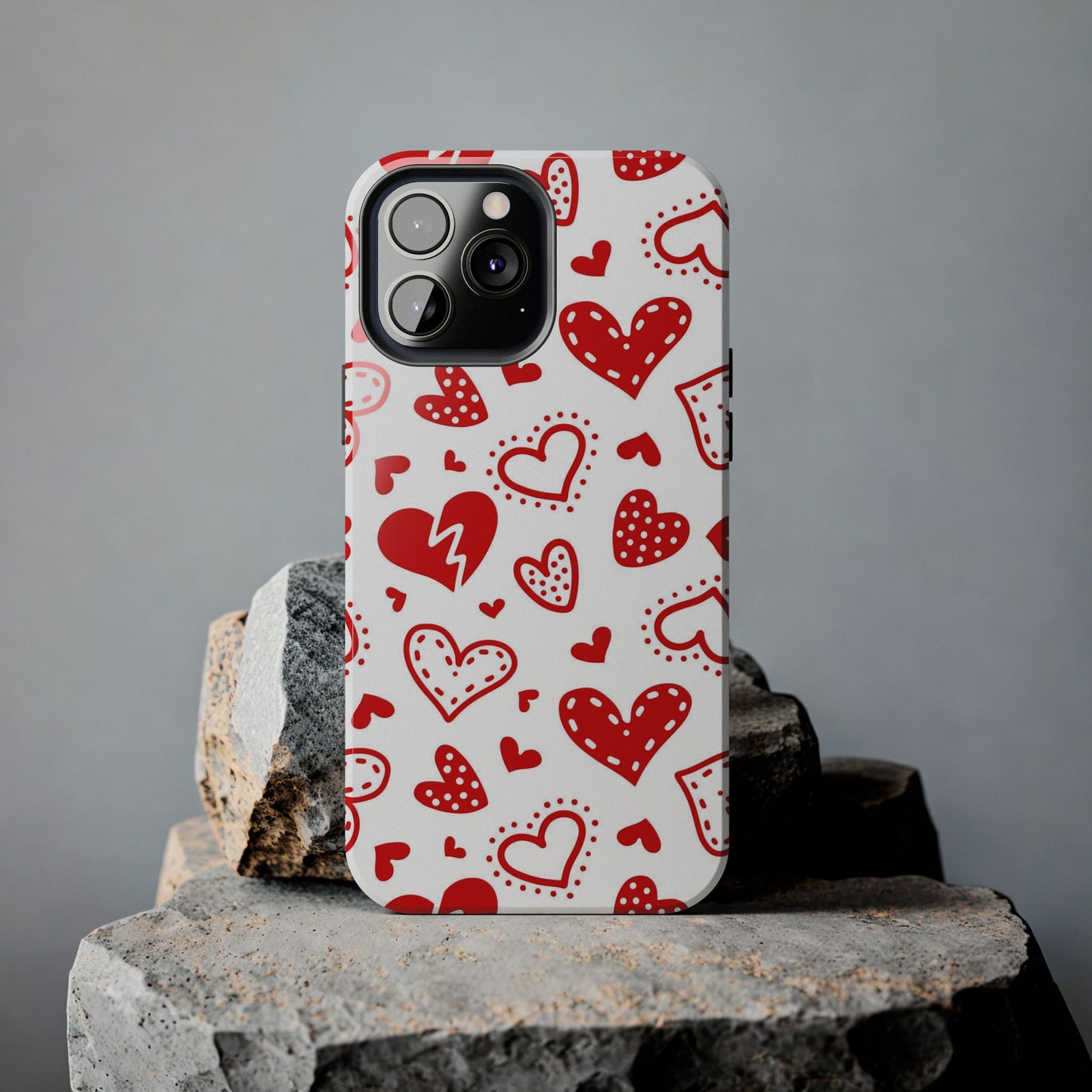 Seamless pattern of red hearts Tough Phone Cases