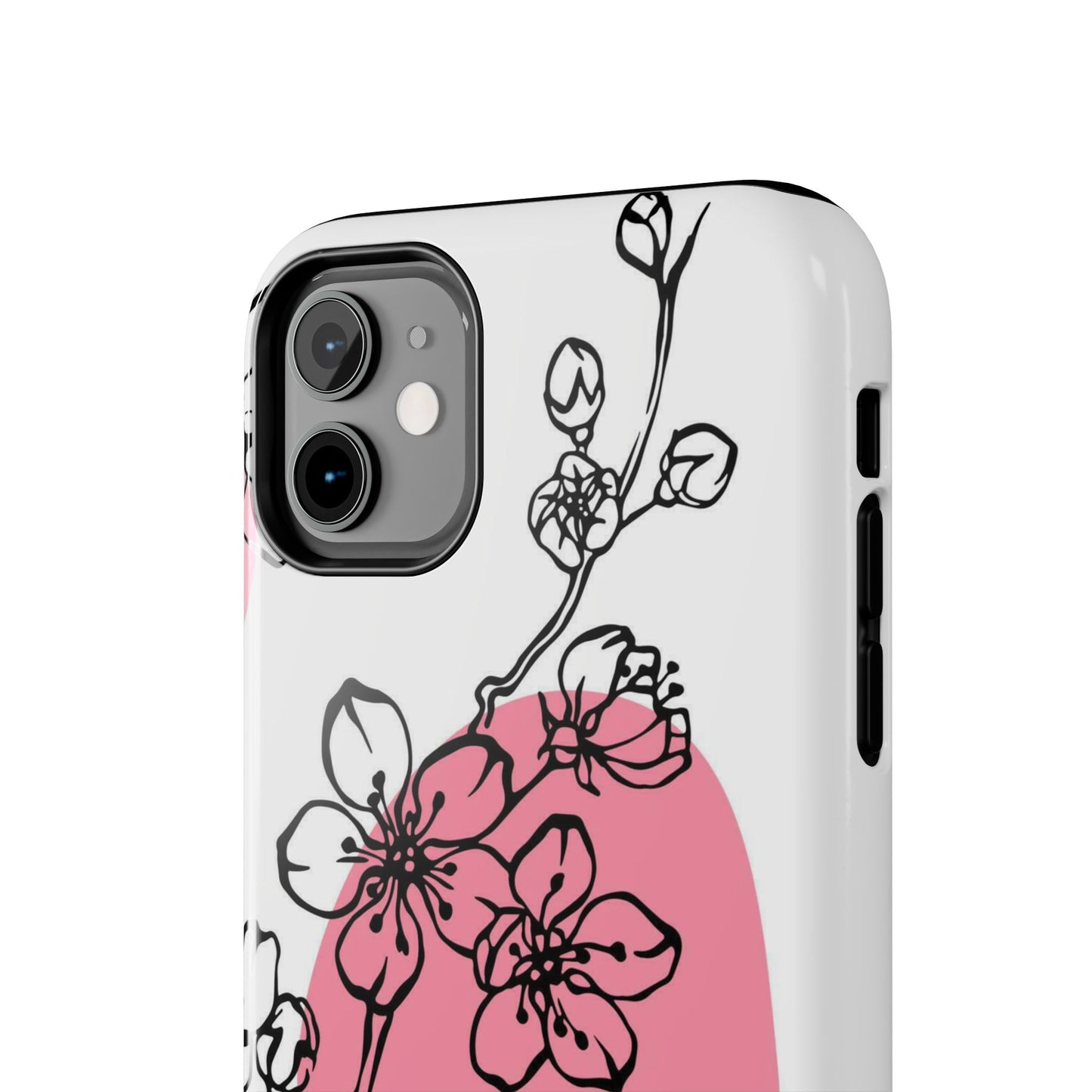 Spring blossom monochrome line art floral Tough Phone Cases