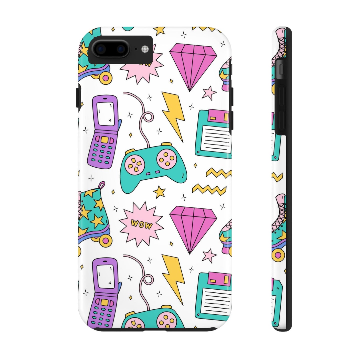 Bright seamless pattern with items from the nineties Tough Phone Cases iPhone 7 Plus, iPhone 8 Plus