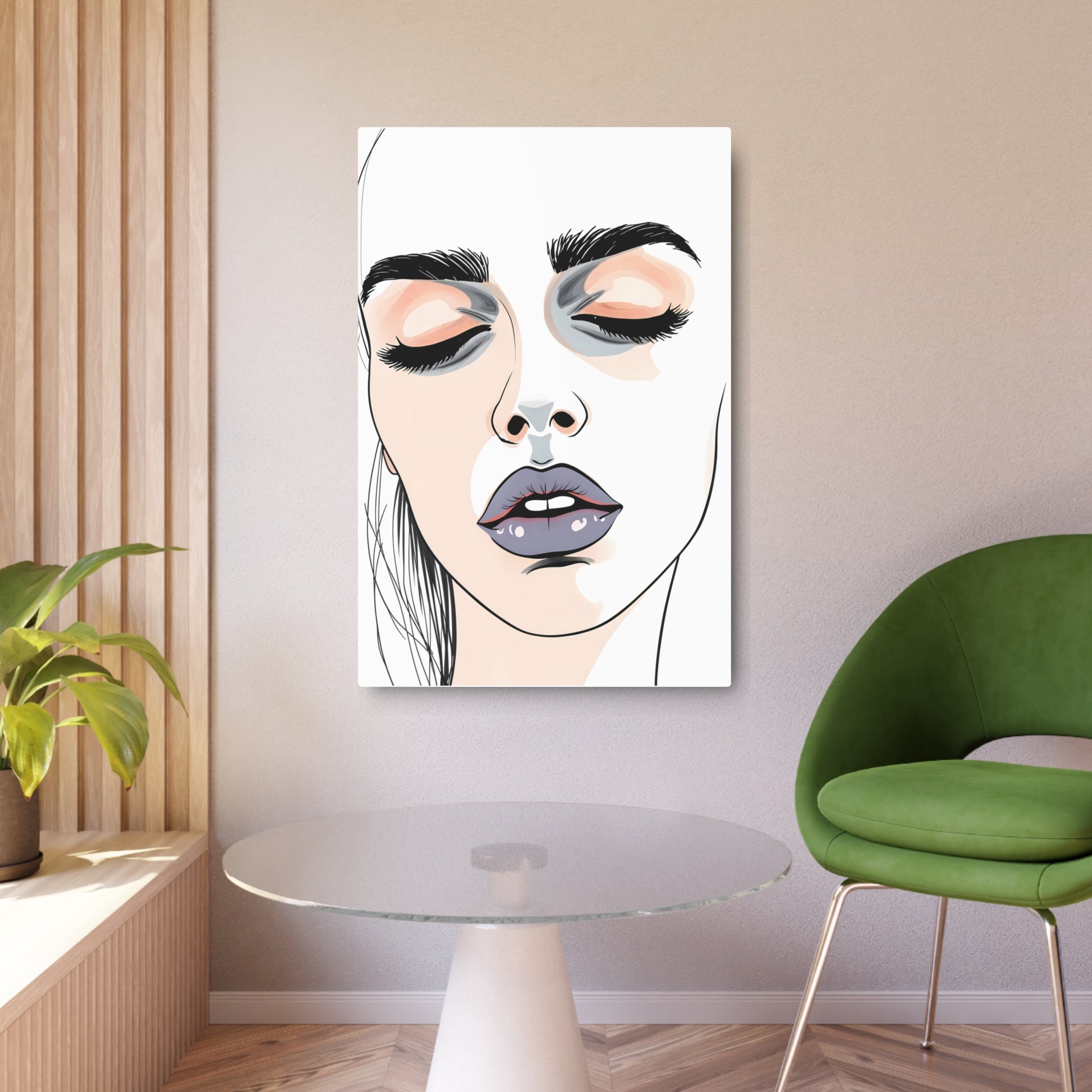 Whispers of Elegance: A Portrait of Modern Beauty Metal Art Sign