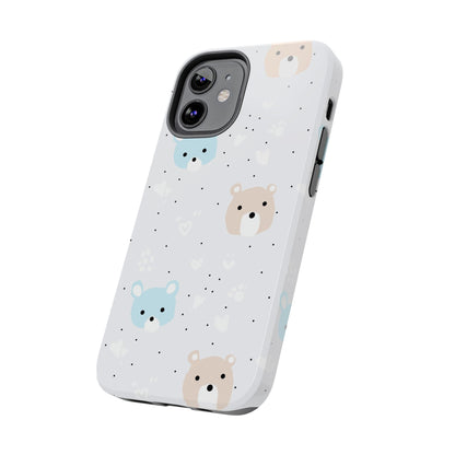 Seamless Pattern with Cute Cartoon Bear Face Tough Phone Cases