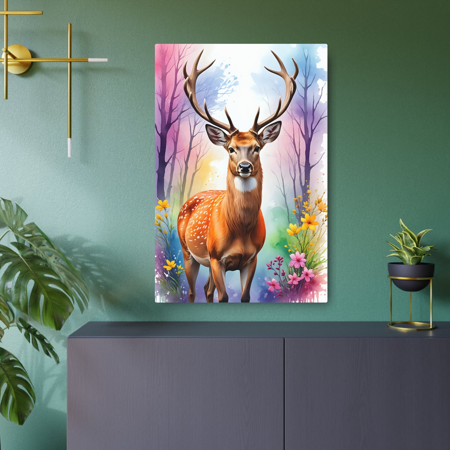 Majestic Deer in Springtime Splendo Metal Art Sign 24" x 36" (Vertical) 0.12''