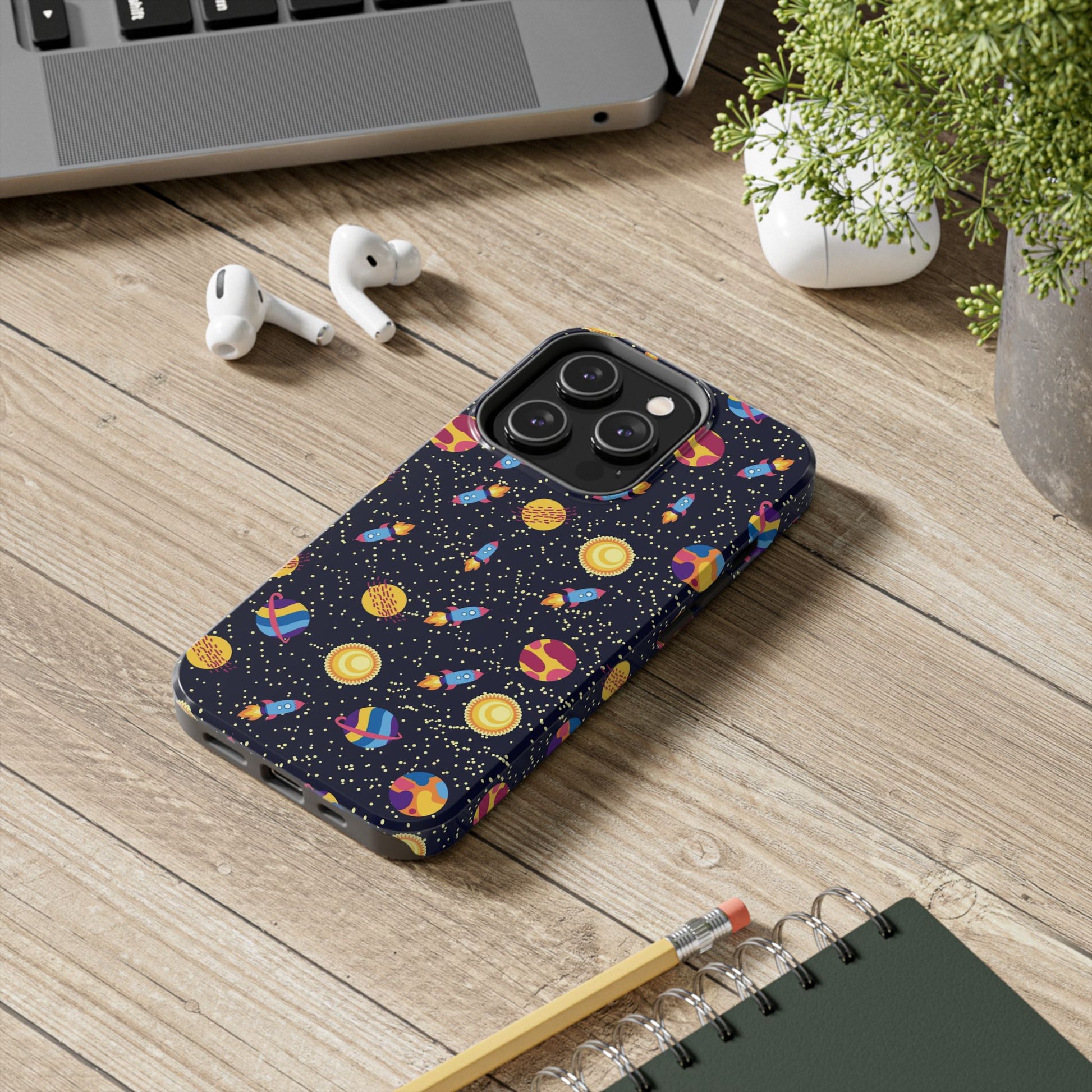 Seamless space pattern. Planets, rockets Tough Phone Cases