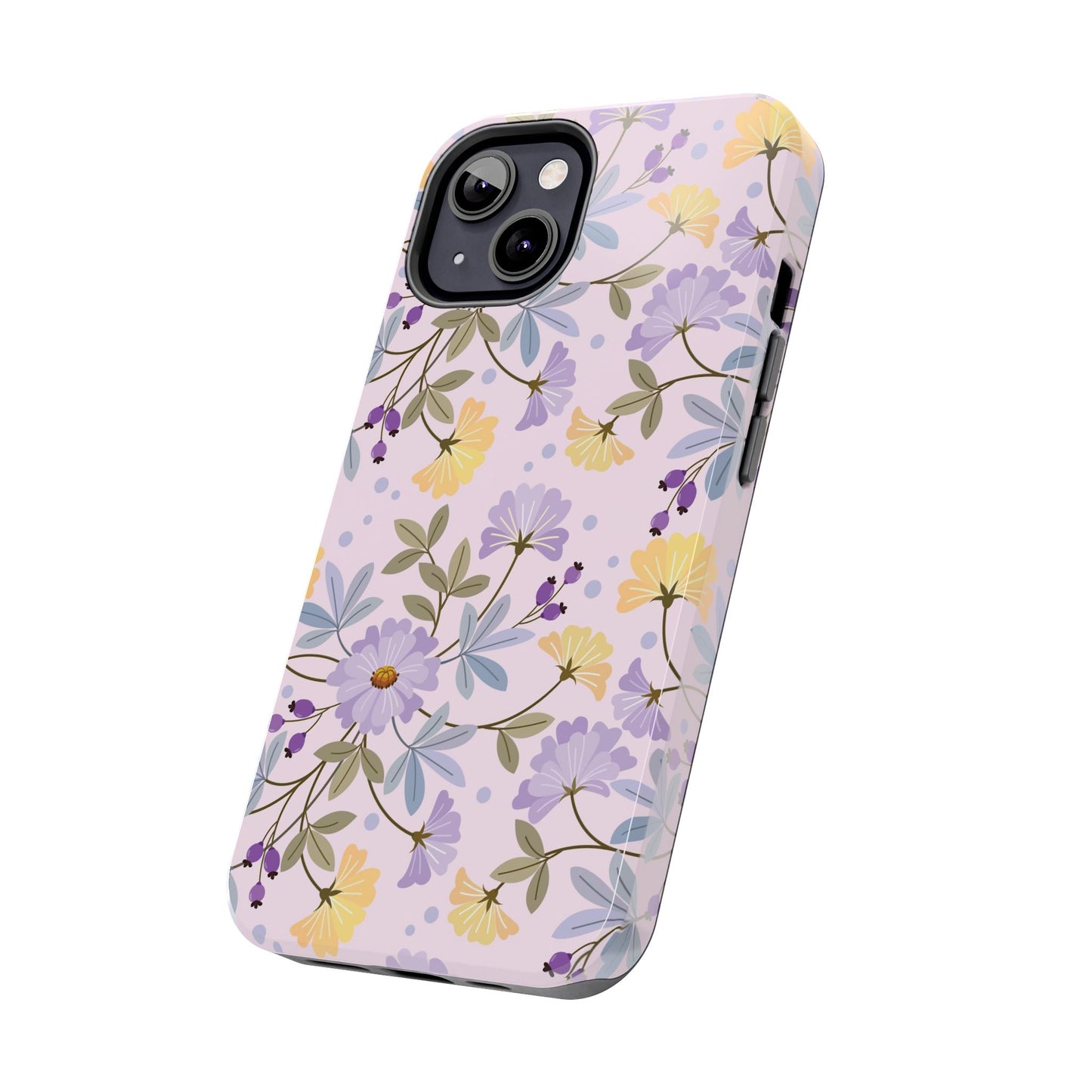 Blooming yellow and purple flowers Tough Phone Cases