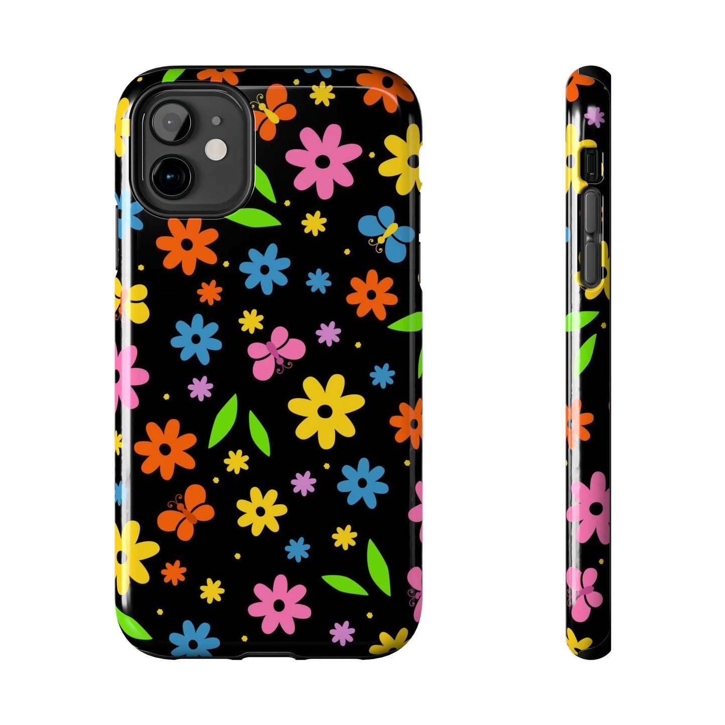 Cute pattern with simple flowers and butterflies. Tough Phone Cases iPhone 11