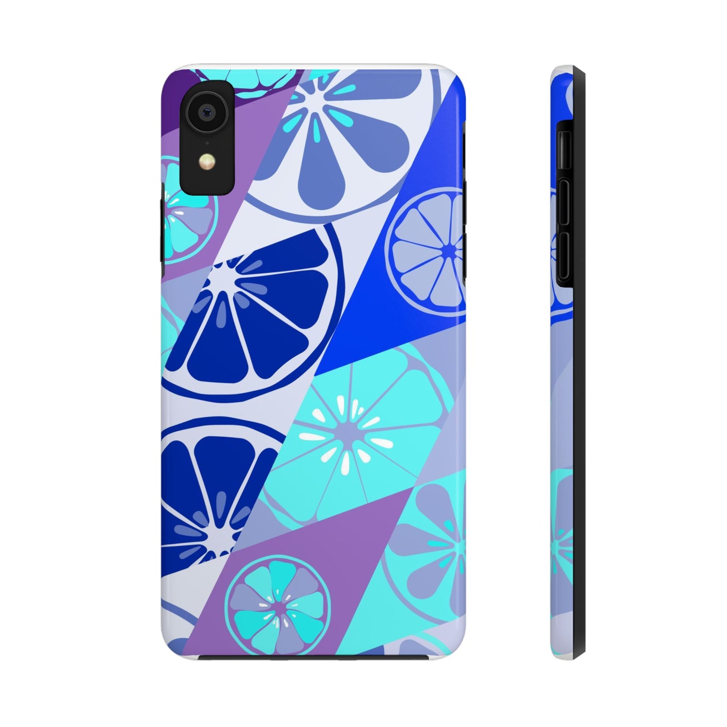 Texture blue with a pattern of lemons limes Tough Phone Cases iPhone XR