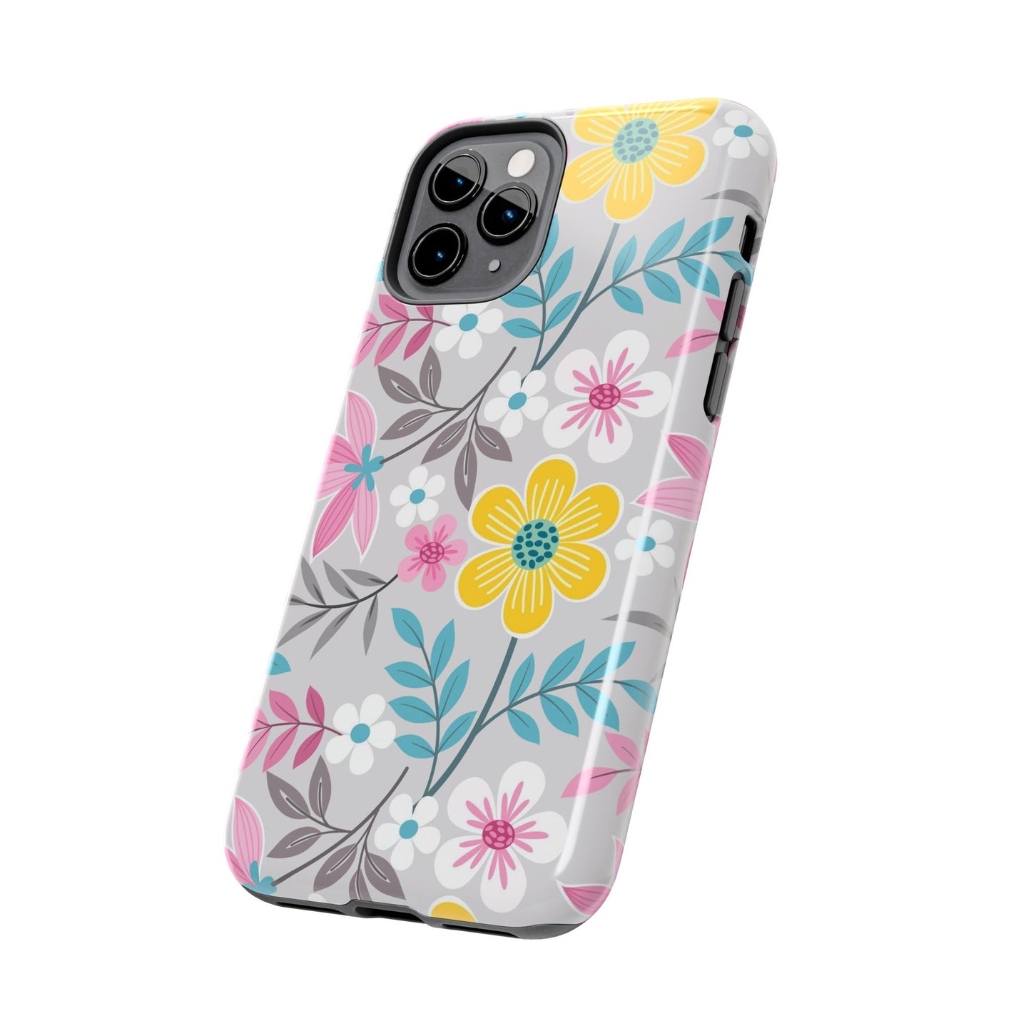 Colorful flowers and leaf Tough Phone Cases