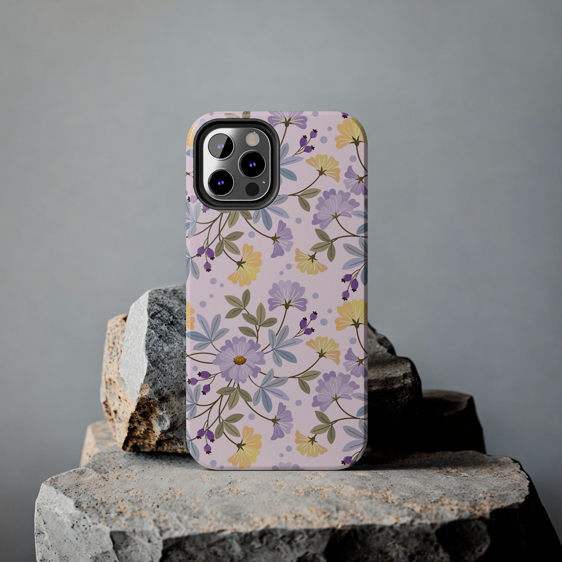 Blooming yellow and purple flowers Tough Phone Cases