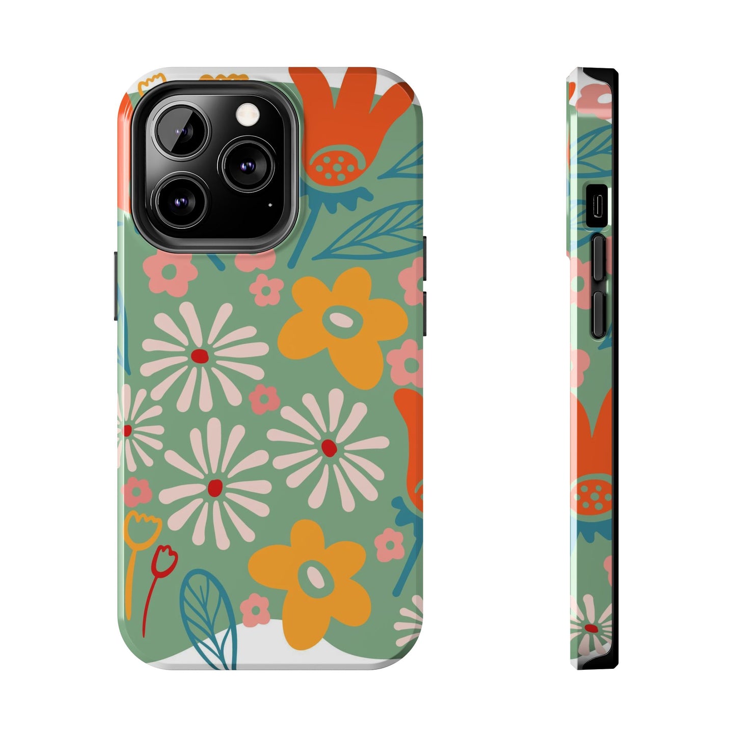 flowers in trendy retro Tough Phone Cases iPhone 13 Pro