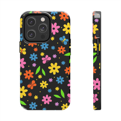 Cute pattern with simple flowers and butterflies. Tough Phone Cases iPhone 14 Pro