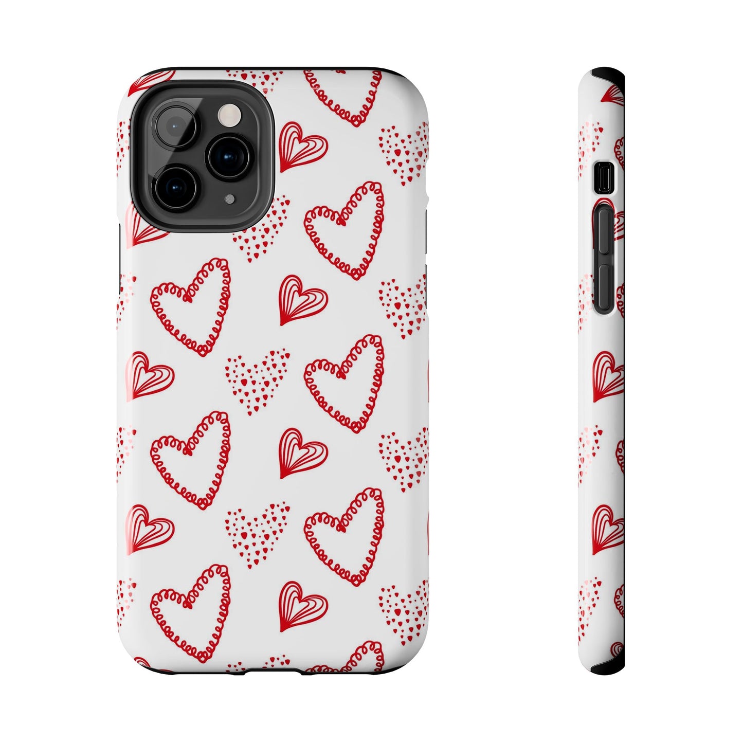 Cute hand drawn Valentine's hearts seamless pattern. Tough Phone Cases iPhone 11 Pro