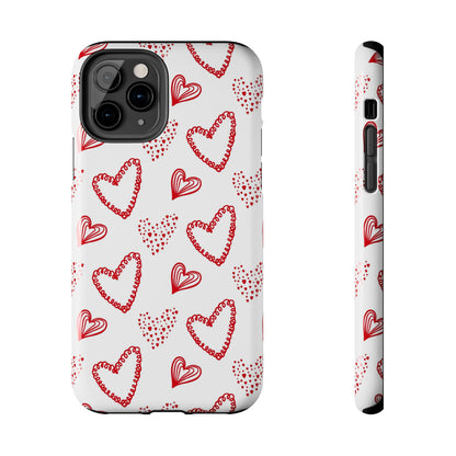 Cute hand drawn Valentine's hearts seamless pattern. Tough Phone Cases iPhone 11 Pro