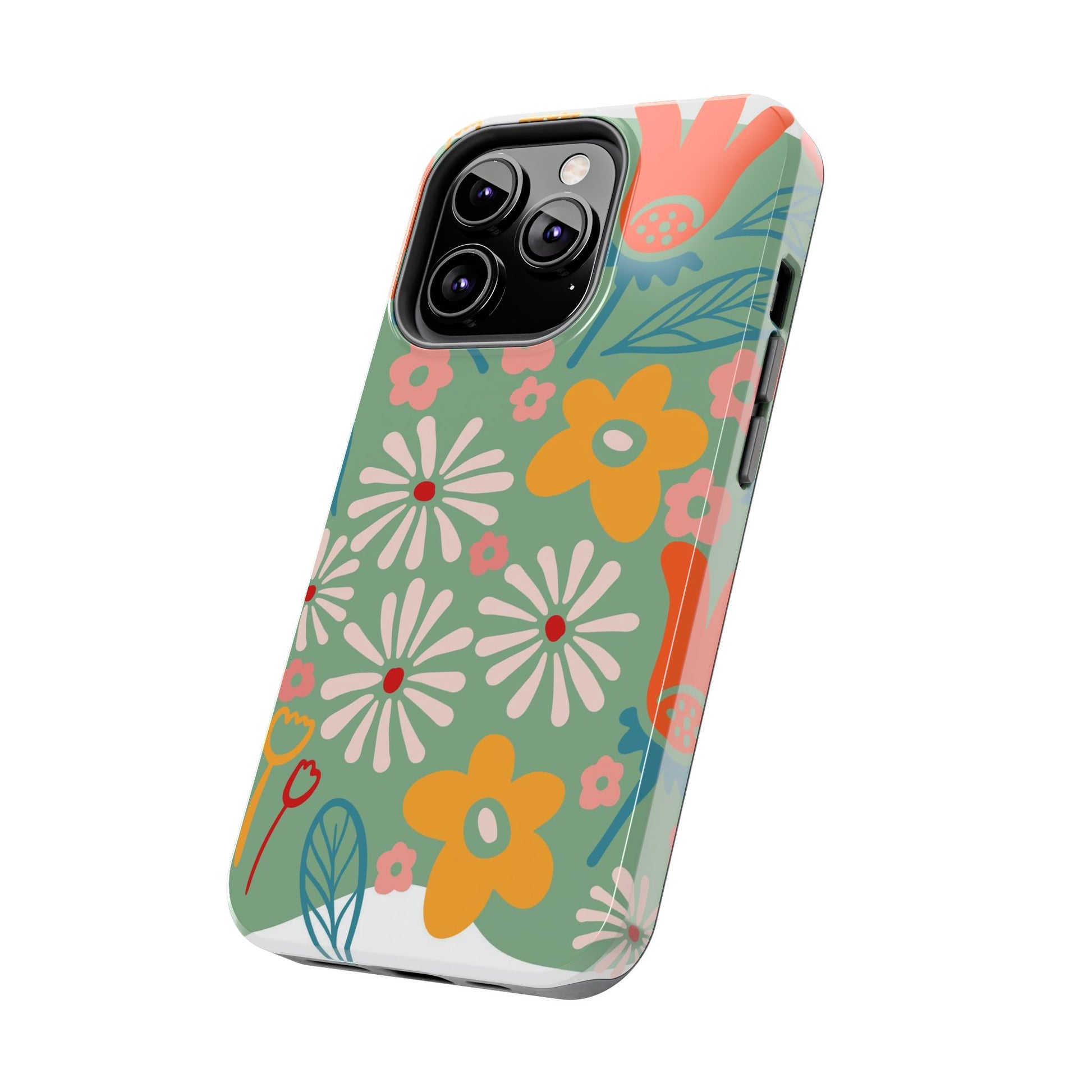 flowers in trendy retro Tough Phone Cases