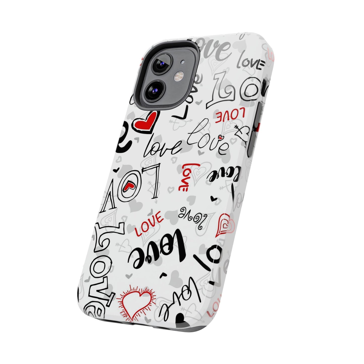 hearts with the words love Tough Phone Cases