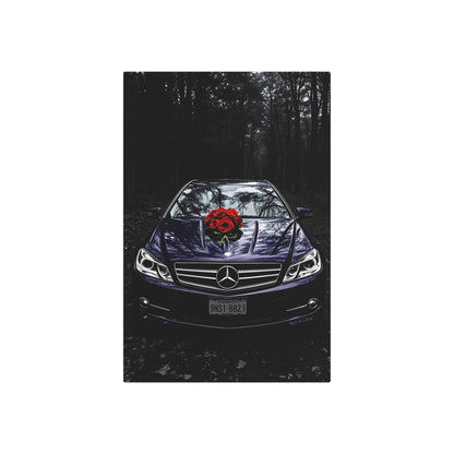 Elegant Purple Mercedes with Roses Metal Sign - Perfect for Car Lovers and Home Decor