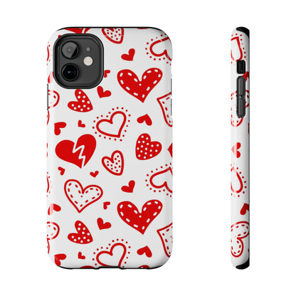 Seamless pattern of red hearts Tough Phone Cases iPhone 11