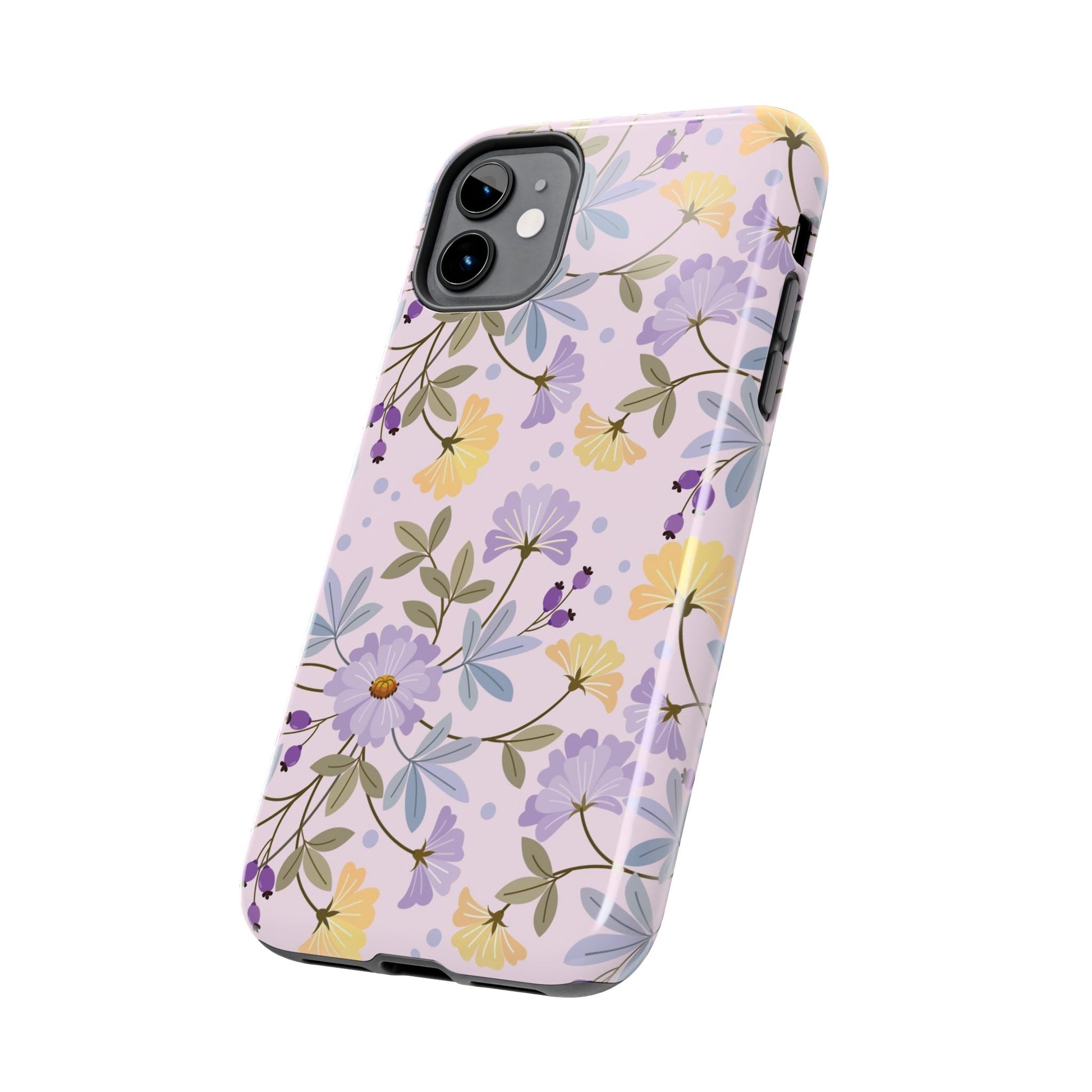 Blooming yellow and purple flowers Tough Phone Cases