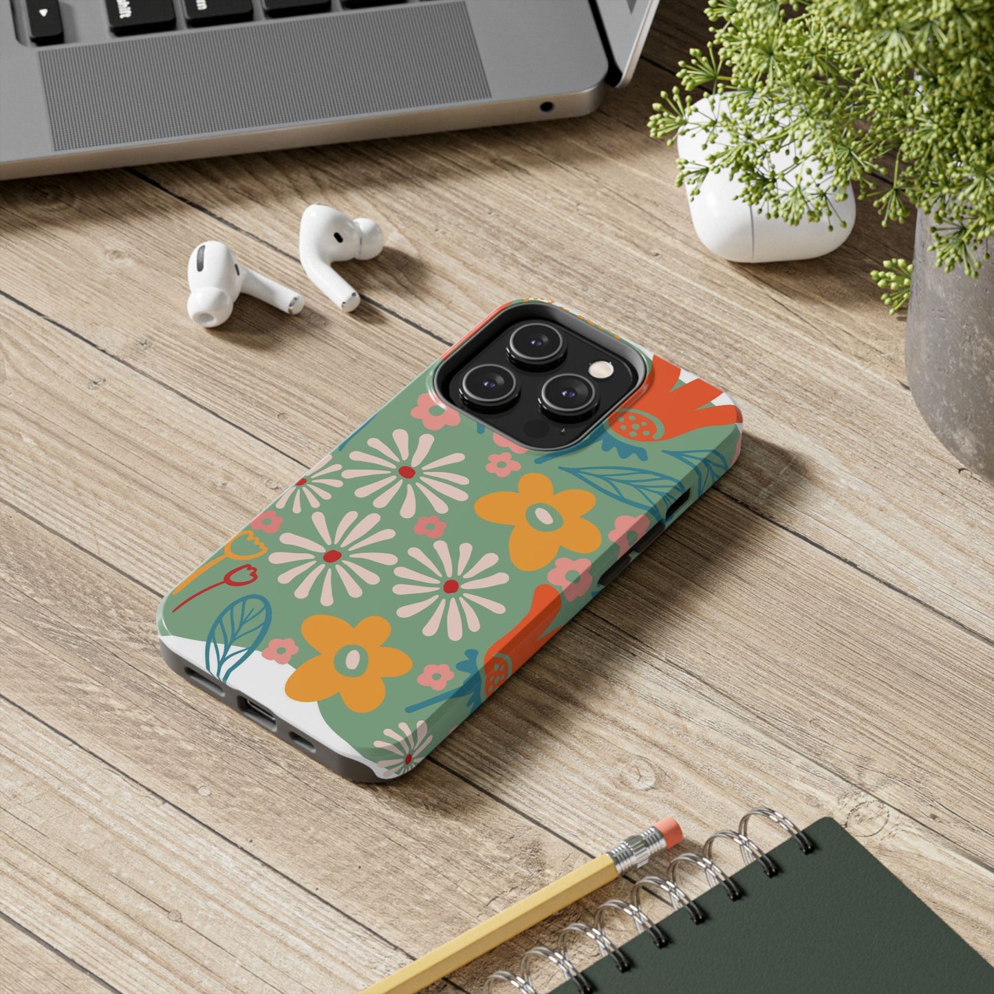 flowers in trendy retro Tough Phone Cases