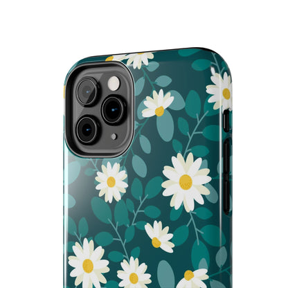 cute white daisy flower flat style seamless pattern Tough Phone Cases