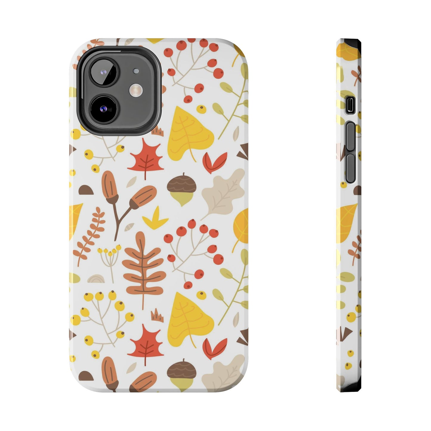 Autumn seamless pattern of leaves, twigs, acorns Tough Phone Cases iPhone 12