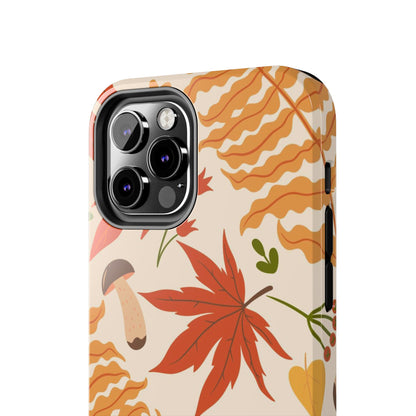 Seamless pattern with autumn leaves and mushrooms. Tough Phone Cases