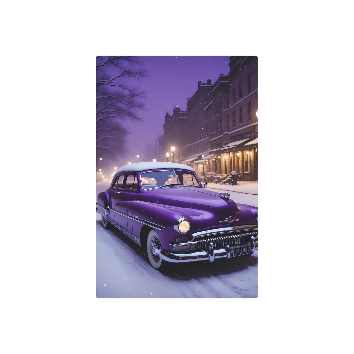 Violet Twilight: A Vintage Dream in Winter's Embrace Metal Art Sign