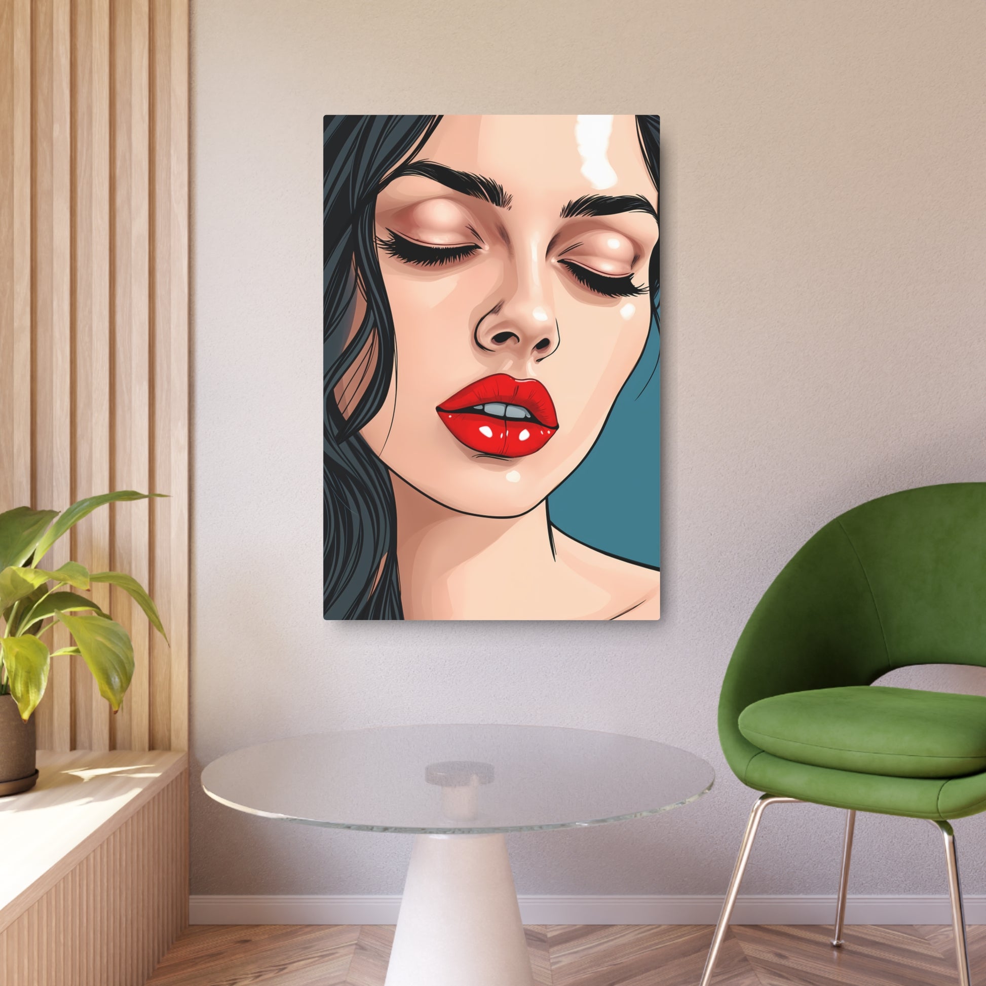 Whispers of Glamour: A Modern Muse in Vivid Elegance Metal Art Sign