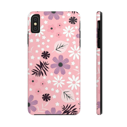 Seamless pink flourish pattern with field flowers tough phone case iPhone XS MAX