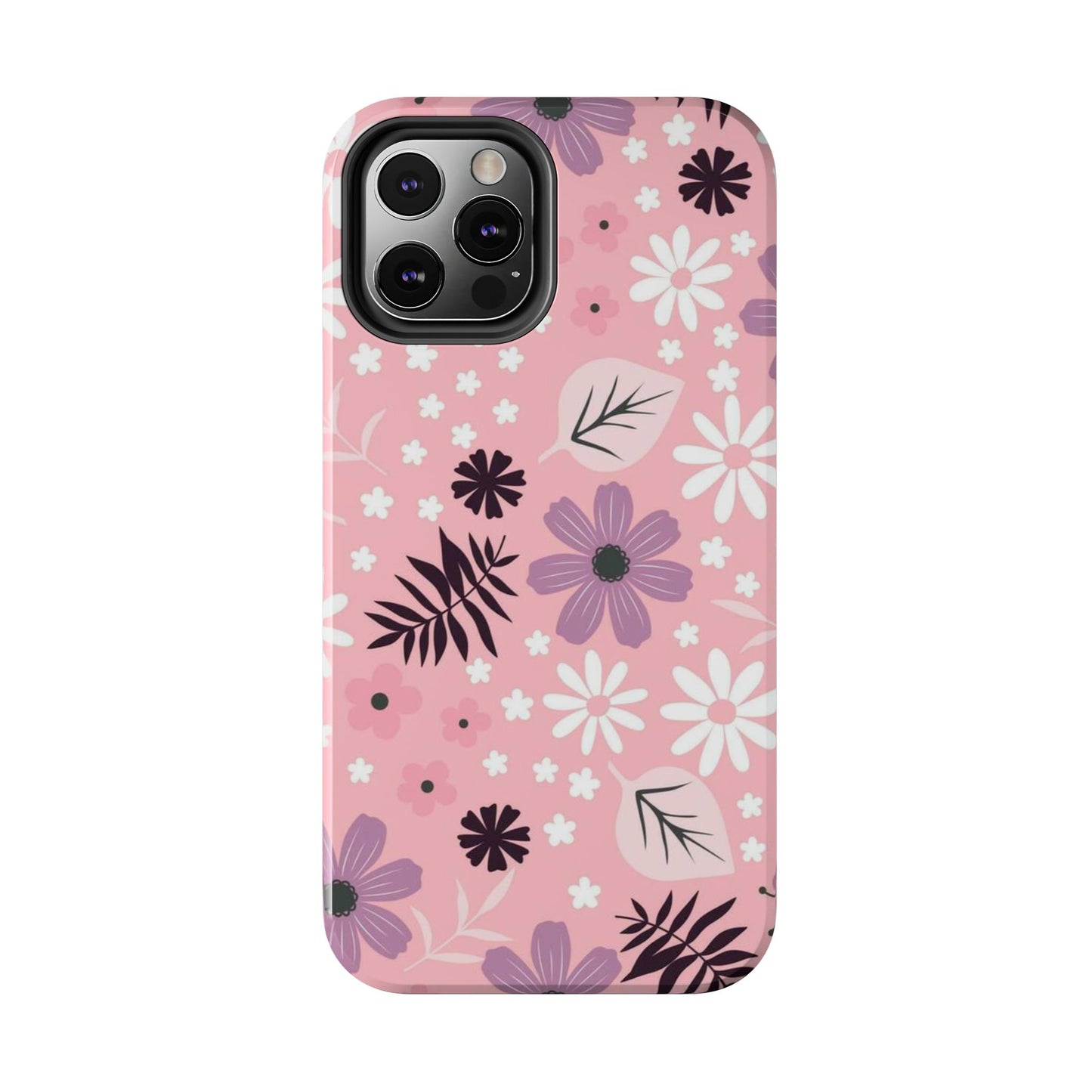 Seamless pink flourish pattern with field flowers tough phone case