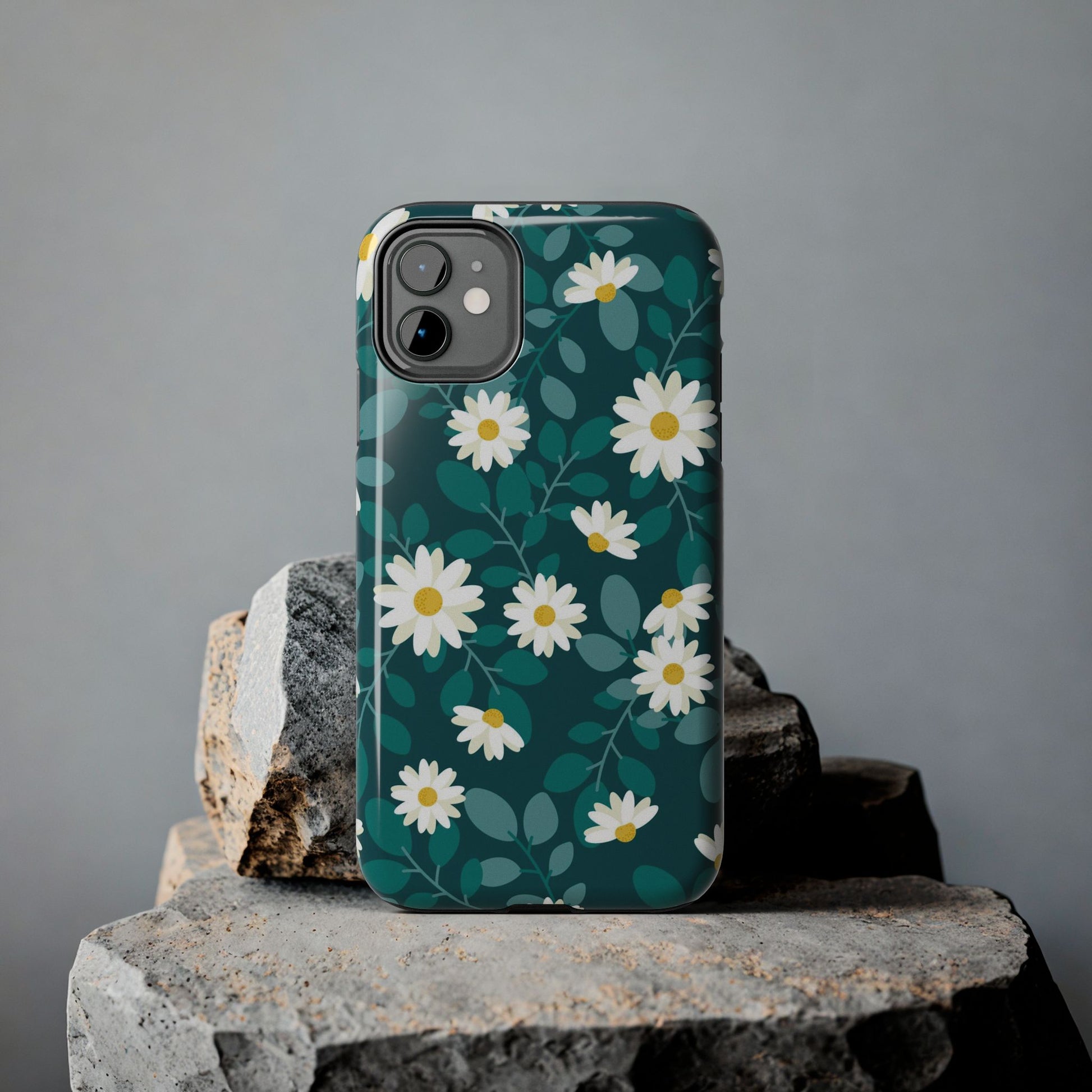 cute white daisy flower flat style seamless pattern Tough Phone Cases