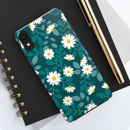 cute white daisy flower flat style seamless pattern Tough Phone Cases